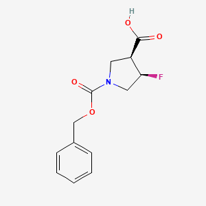 molecular formula C13H14FNO4 B8138523 cis-1-[(Benzyloxy)carbonyl]-4-fluoropyrrolidine-3-carboxylicacid 
