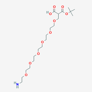 molecular formula C20H39NO10 B8138570 2-[2-[2-[2-[2-[2-(2-Aminoethoxy)ethoxy]ethoxy]ethoxy]ethoxy]ethoxymethyl]-3-[(2-methylpropan-2-yl)oxy]-3-oxopropanoic acid 