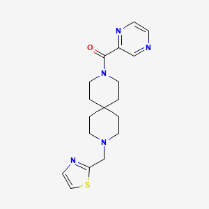 molecular formula C18H23N5OS B8138796 Pyrazin-2-yl(9-(thiazol-2-ylmethyl)-3,9-diazaspiro[5.5]undecan-3-yl)methanone 