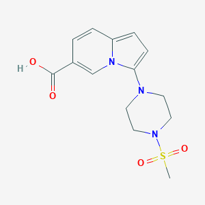 molecular formula C14H17N3O4S B8138820 3-(4-(Methylsulfonyl)piperazin-1-yl)indolizine-6-carboxylic acid 