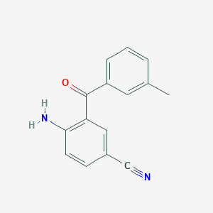 molecular formula C15H12N2O B8140135 4-Amino-3-(3-methylbenzoyl)benzonitrile 