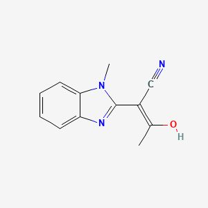 molecular formula C12H11N3O B8140199 (E)-3-hydroxy-2-(1-methylbenzimidazol-2-yl)but-2-enenitrile 