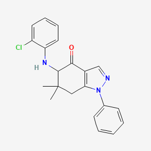 molecular formula C21H20ClN3O B8141412 5-(2-Chloroanilino)-6,6-dimethyl-1-phenyl-5,7-dihydroindazol-4-one 