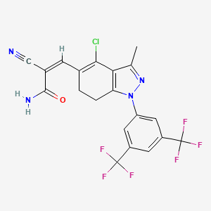 molecular formula C20H13ClF6N4O B8141761 (Z)-3-[1-[3,5-bis(trifluoromethyl)phenyl]-4-chloro-3-methyl-6,7-dihydroindazol-5-yl]-2-cyanoprop-2-enamide 