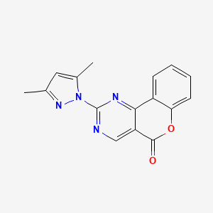 molecular formula C16H12N4O2 B8142427 2-(3,5-Dimethylpyrazol-1-yl)chromeno[4,3-d]pyrimidin-5-one 