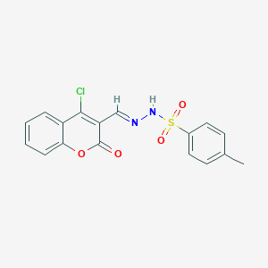molecular formula C17H13ClN2O4S B8142445 N-[(E)-(4-chloro-2-oxochromen-3-yl)methylideneamino]-4-methylbenzenesulfonamide 