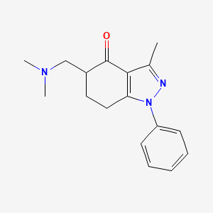 molecular formula C17H21N3O B8142546 5-[(dimethylamino)methyl]-3-methyl-1-phenyl-6,7-dihydro-5H-indazol-4-one 