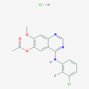 molecular formula C17H14Cl2FN3O3 B8143241 6-Acetoxy-4-(3-chloro-2-fluoroanilino)-7-methoxyquinazoline hydrochloride 