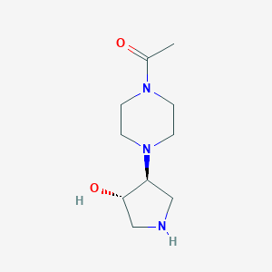 molecular formula C10H19N3O2 B8143554 rac-1-(4-((3R,4R)-4-hydroxypyrrolidin-3-yl)piperazin-1-yl)ethan-1-one 