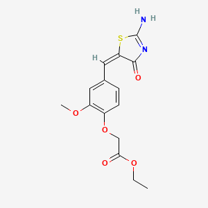molecular formula C15H16N2O5S B8143670 ethyl 2-[4-[(E)-(2-amino-4-oxo-1,3-thiazol-5-ylidene)methyl]-2-methoxyphenoxy]acetate 