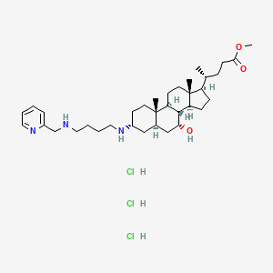 molecular formula C35H60Cl3N3O3 B8143856 methyl (4R)-4-[(3R,5R,7R,8R,9S,10S,13R,14S,17R)-7-hydroxy-10,13-dimethyl-3-[4-(pyridin-2-ylmethylamino)butylamino]-2,3,4,5,6,7,8,9,11,12,14,15,16,17-tetradecahydro-1H-cyclopenta[a]phenanthren-17-yl]pentanoate;trihydrochloride 