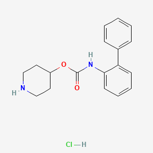molecular formula C18H21ClN2O2 B8144273 Piperidin-4-yl [1,1'-biphenyl]-2-ylcarbamate hydrochloride 