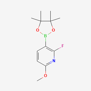 molecular formula C12H17BFNO3 B8145746 2-Fluoro-6-methoxy-3-(4,4,5,5-tetramethyl-1,3,2-dioxaborolan-2-yl)pyridine 