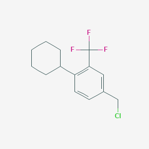 molecular formula C14H16ClF3 B8146621 4-(Chloromethyl)-1-cyclohexyl-2-(trifluoromethyl)benzene 