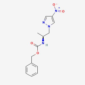 molecular formula C14H16N4O4 B8147070 Benzyl (S)-(1-(4-nitro-1H-pyrazol-1-yl)propan-2-yl)carbamate 
