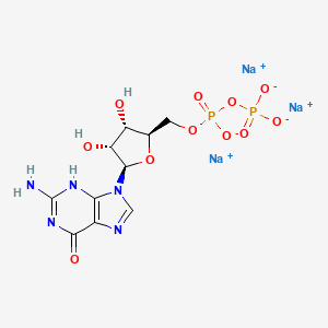 molecular formula C10H12N5Na3O11P2 B8147166 trisodium;[[(2R,3S,4R,5R)-5-(2-amino-6-oxo-3H-purin-9-yl)-3,4-dihydroxyoxolan-2-yl]methoxy-oxidophosphoryl] phosphate 