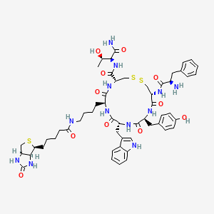 molecular formula C55H72N12O11S3 B8147297 H-D-Phe-Cys(1)-Tyr-D-Trp-Lys(biotinyl)-Cys(1)-Thr-NH2 
