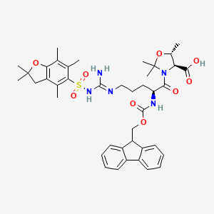molecular formula C41H51N5O9S B8147334 (4S,5R)-3-[(2S)-5-[[amino-[(2,2,4,6,7-pentamethyl-3H-1-benzofuran-5-yl)sulfonylamino]methylidene]amino]-2-(9H-fluoren-9-ylmethoxycarbonylamino)pentanoyl]-2,2,5-trimethyl-1,3-oxazolidine-4-carboxylic acid 