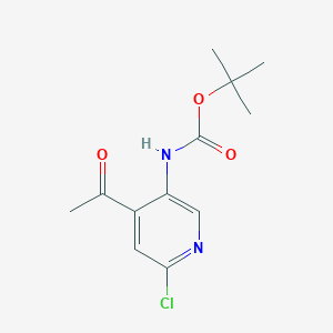 molecular formula C12H15ClN2O3 B8147536 tert-butyl N-(4-acetyl-6-chloro-3-pyridyl)carbamate 