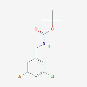molecular formula C12H15BrClNO2 B8147662 tert-butyl N-[(3-bromo-5-chlorophenyl)methyl]carbamate 