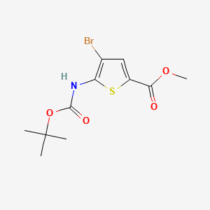 molecular formula C11H14BrNO4S B8148378 Methyl 4-bromo-5-((tert-butoxycarbonyl)amino)thiophene-2-carboxylate 