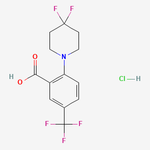 molecular formula C13H13ClF5NO2 B8148764 2-(4,4-Difluoropiperidin-1-yl)-5-trifluoromethyl-benzoic acid 