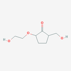 molecular formula C8H14O4 B081489 2-(2-Hydroxyethoxy)-5-(hydroxymethyl)cyclopentan-1-one CAS No. 14477-60-2