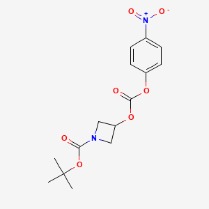 molecular formula C15H18N2O7 B8149112 tert-Butyl 3-(((4-nitrophenoxy)carbonyl)oxy)azetidine-1-carboxylate 