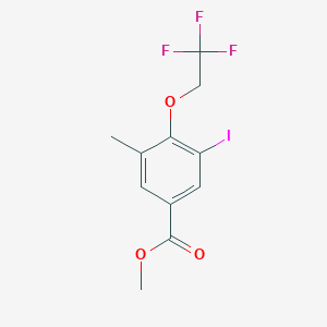 molecular formula C11H10F3IO3 B8157594 Methyl 3-iodo-5-methyl-4-(2,2,2-trifluoroethoxy)benzoate 