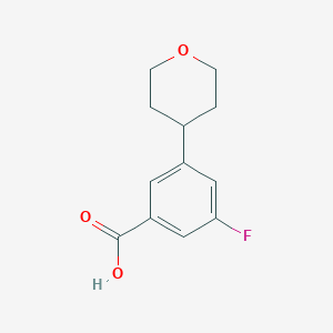 molecular formula C12H13FO3 B8157616 3-Fluoro-5-(tetrahydro-2H-pyran-4-yl)benzoic acid 