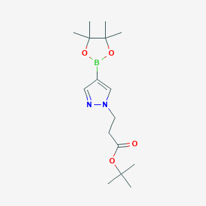molecular formula C16H27BN2O4 B8158153 tert-Butyl 3-(4-(4,4,5,5-tetramethyl-1,3,2-dioxaborolan-2-yl)-1h-pyrazol-1-yl)propanoate 