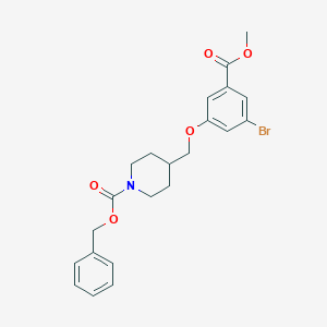 molecular formula C22H24BrNO5 B8159089 Benzyl 4-((3-bromo-5-(methoxycarbonyl)phenoxy)methyl)piperidine-1-carboxylate 