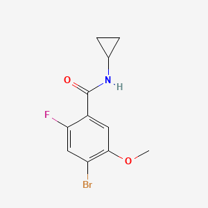 molecular formula C11H11BrFNO2 B8159167 4-Bromo-N-cyclopropyl-2-fluoro-5-methoxybenzamide 