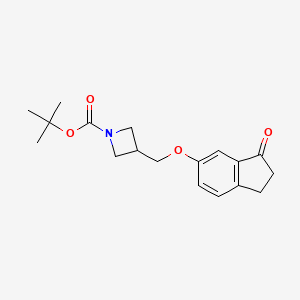 molecular formula C18H23NO4 B8160106 tert-Butyl 3-(((3-oxo-2,3-dihydro-1H-inden-5-yl)oxy)methyl)azetidine-1-carboxylate 