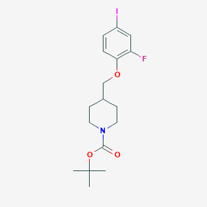 molecular formula C17H23FINO3 B8160178 tert-Butyl 4-((2-fluoro-4-iodophenoxy)methyl)piperidine-1-carboxylate 