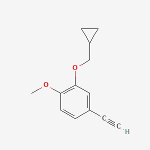 molecular formula C13H14O2 B8161148 2-(Cyclopropylmethoxy)-4-ethynyl-1-methoxybenzene 