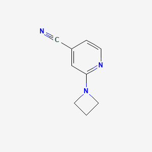 molecular formula C9H9N3 B8162297 2-Azetidin-1-yl-isonicotinonitrile 