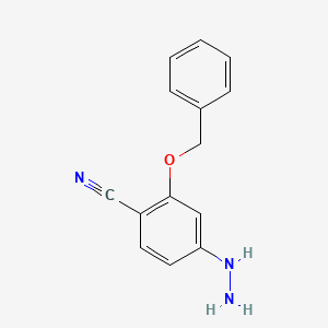 molecular formula C14H13N3O B8162858 2-(Benzyloxy)-4-hydrazinylbenzonitrile 