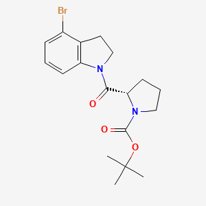 molecular formula C18H23BrN2O3 B8163282 tert-Butyl (S)-2-(4-bromoindoline-1-carbonyl)pyrrolidine-1-carboxylate 