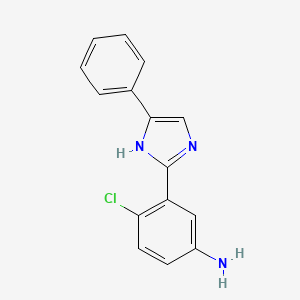 molecular formula C15H12ClN3 B8164664 4-Chloro-3-(5-phenyl-1H-imidazol-2-yl) aniline 