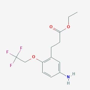 molecular formula C13H16F3NO3 B8164731 Ethyl 3-(5-amino-2-(2,2,2-trifluoroethoxy)phenyl)propanoate 