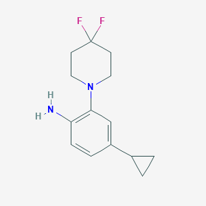molecular formula C14H18F2N2 B8165081 4-Cyclopropyl-2-(4,4-difluoropiperidin-1-yl)aniline 