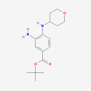 molecular formula C16H24N2O3 B8165510 tert-Butyl 3-amino-4-((tetrahydro-2H-pyran-4-yl)amino)benzoate 