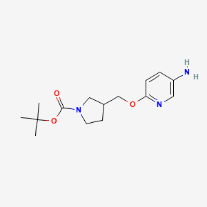 molecular formula C15H23N3O3 B8165637 tert-Butyl 3-(((5-aminopyridin-2-yl)oxy)methyl)pyrrolidine-1-carboxylate 