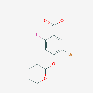 molecular formula C13H14BrFO4 B8165961 Methyl 5-bromo-2-fluoro-4-((tetrahydro-2H-pyran-2-yl)oxy)benzoate 