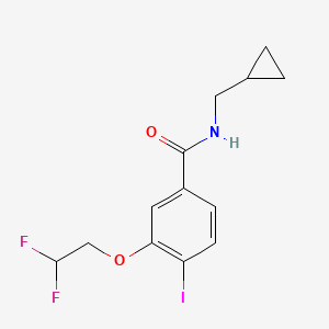 molecular formula C13H14F2INO2 B8166016 N-(Cyclopropylmethyl)-3-(2,2-difluoroethoxy)-4-iodobenzamide 