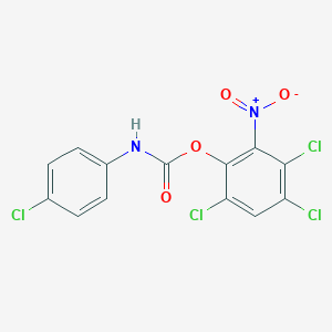 molecular formula C13H6Cl4N2O4 B081663 Phenol, 2-nitro-3,4,6-trichloro-, p-chlorocarbanilate CAS No. 14628-81-0