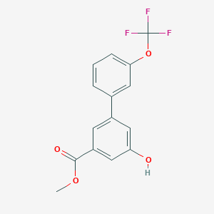 molecular formula C15H11F3O4 B8166604 Methyl 5-hydroxy-3'-(trifluoromethoxy)-[1,1'-biphenyl]-3-carboxylate 