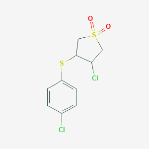 molecular formula C10H10Cl2O2S2 B081675 3-Chloro-4-(4-chlorophenyl)sulfanylthiolane 1,1-dioxide CAS No. 13894-16-1