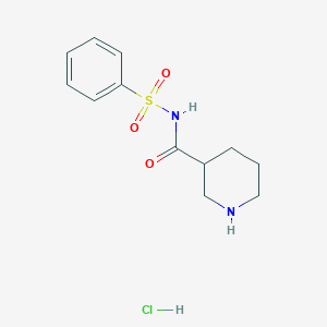 molecular formula C12H17ClN2O3S B8167712 N-(Phenylsulfonyl)piperidine-3-carboxamide hydrochloride 